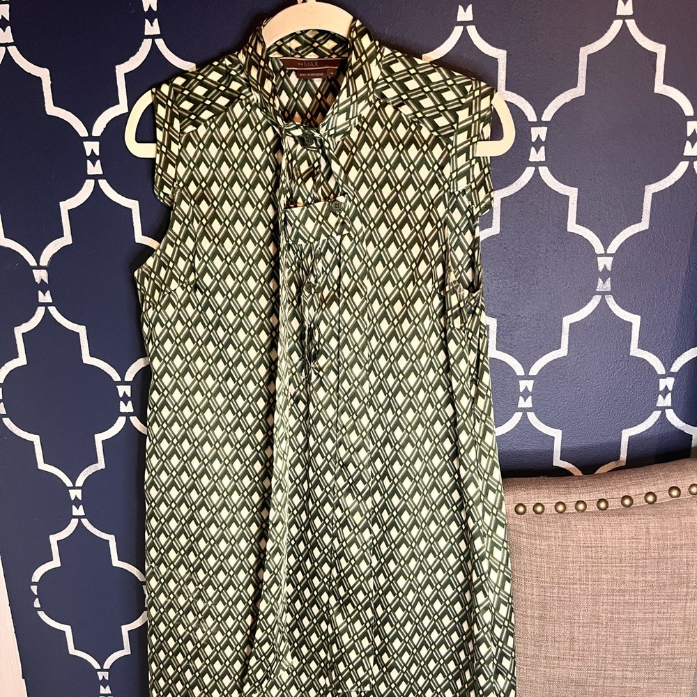 To the Max sleeveless dress tan/forest green Size M